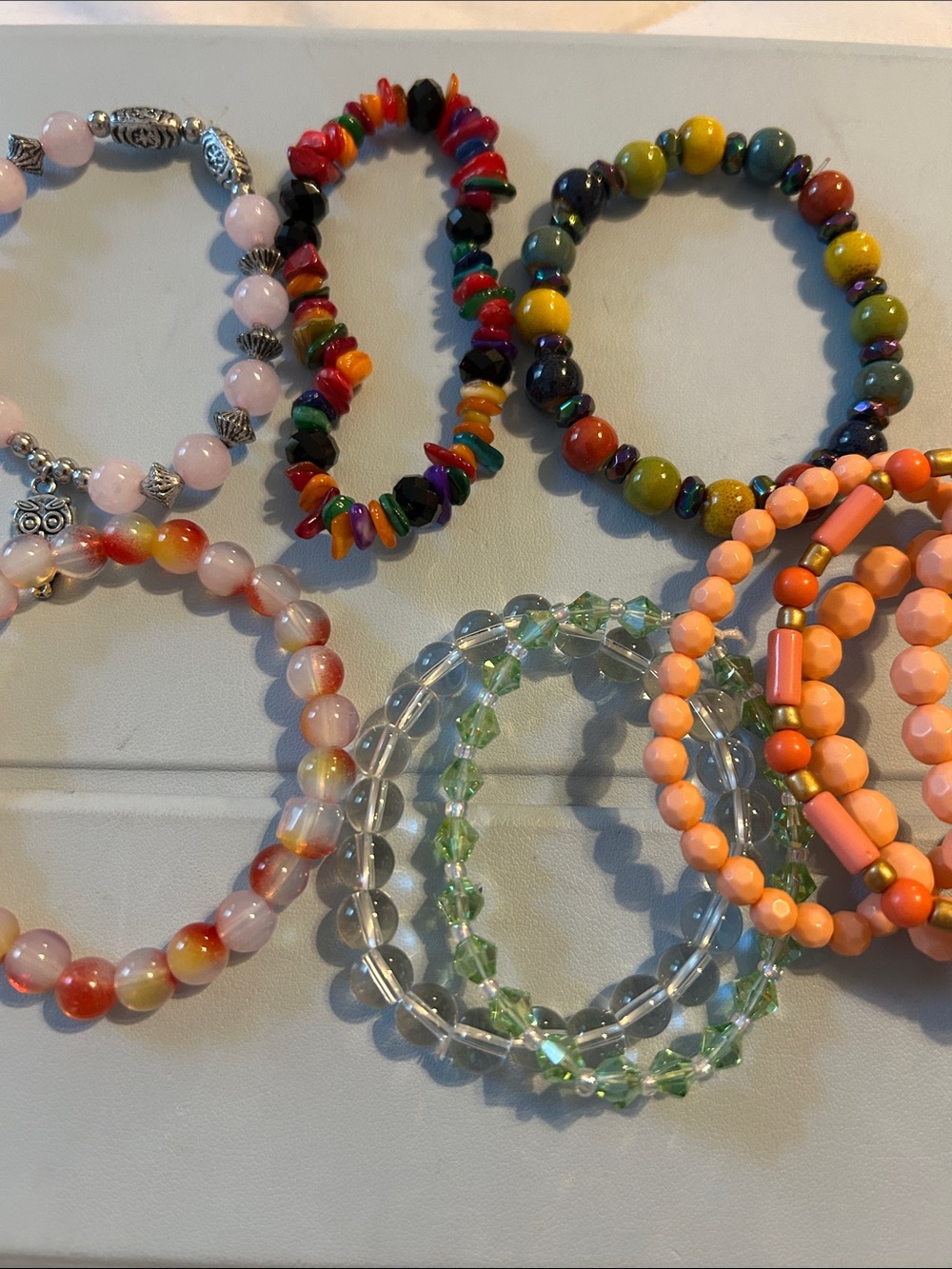 Multicolor Beaded Stretch Bracelet Set — Women’s Colorful Stack